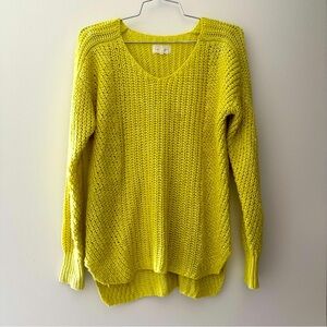 Lou & Grey V-Neck Sweater in Bright Yellow